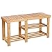 SONGMICS Bamboo Shoe Bench, Shoe Rack for Boots, Entryway Storage Organizer, 3-Tier Shoe Shelf, for Hallway, Bathroom, Living Room, Corridor, Natural ULBS06N