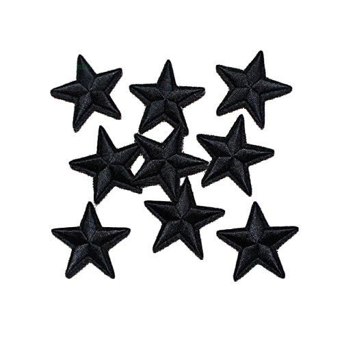 Yalulu 20Pcs Black Star Embroidered Iron On / Sew On Badge Applique Patch For DIY Clothing Jeans Hat