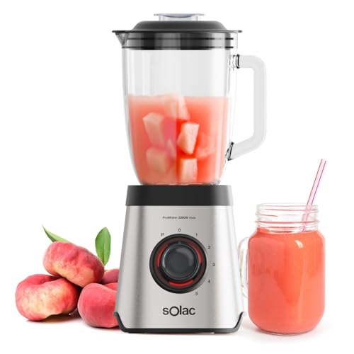 - Batidora de vaso Promixter 2000 W | Jarra de vidrio de 1.75L | 5 velocidades + PULSE| 6 Cuchillas de Acero | Rompehielos