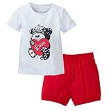 PanDaDa Baby T-shirt Tops Short Sleeve Top Shorts Pants Heart Bear Outfit Set