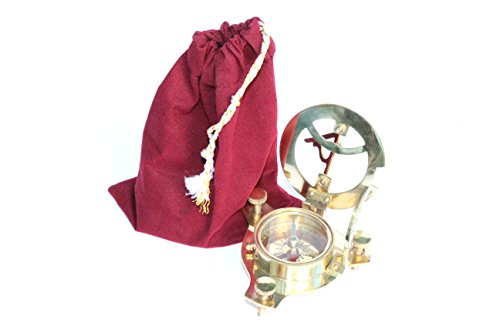 Captain Brass Sundial Compass 3'', with beautiful gift velvet pouch.