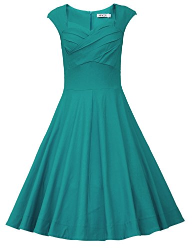 MUXXN Women s 1950s Vintage Retro Capshoulder Party Swing Dress (M, LightSeaGreen)