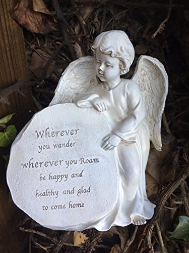 Osiris Trading UK Memorial Graveside Peaceful Angel Plaque Sculpture Grave Garden Ornament Wherever You Wander