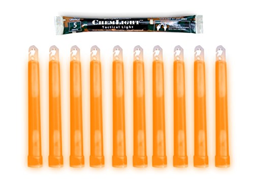 Cyalume ChemLight Military Grade Chemical Light Sticks - 5 Minute Duration Light Sticks Provide Intense Light, Ideal as Emergency or Safety Lights and Much More, Standard Issue for U.S. Military Personnel - Orange, 6" Long (Pack of 10)