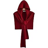 Women's 3-in-1 Knitted Hooded Shawl Striped Scarf Hat Neck Warmer Pashmina Shawls and Wraps Sweater Tie Up Shoulder Tops Cape