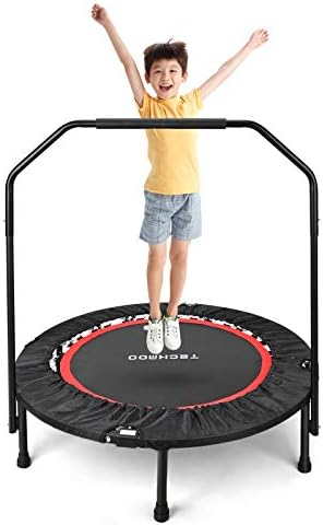 Techmooトランポリン子供折りたたみ 手すり付きとらんぽりん トランポリン大人用静音 子供体 Techmooトランポリン子供折りたたみ 手すり付きとらんぽりん トランポリン大人用静音 子供体