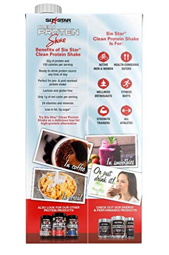 Six Star Whey Protein Shake, Ready to Drink, 32g Protein, 24 Vitamins and Minerals, No Sugar, Low Carbs, Low Fat, Lactose Free, Gourmet Chocolate Milk, 6 Servings (1.89L) - Thumbnail 3
