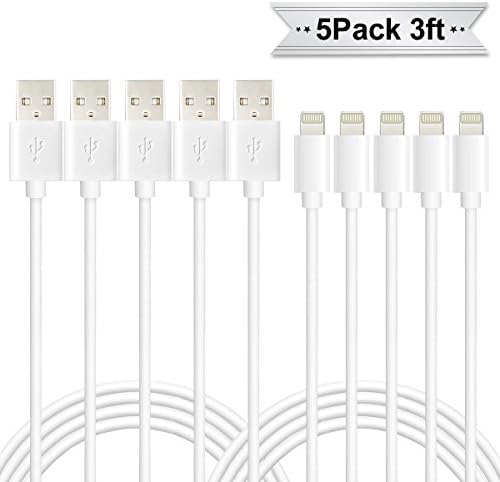 Kinbashi Lightning Cable 5 Pack 3 Feet iPhone Charger 8Pin USB Cord for iPhone iPad iPod Color May Vary
