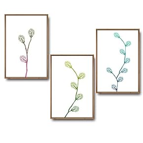 3 Piece Framed Canvas Wall Art for Living Room, Bedroom Leaf Theme Canvas Prints for Home Decoration Ready to Hang - 16"x24"x3 Panels