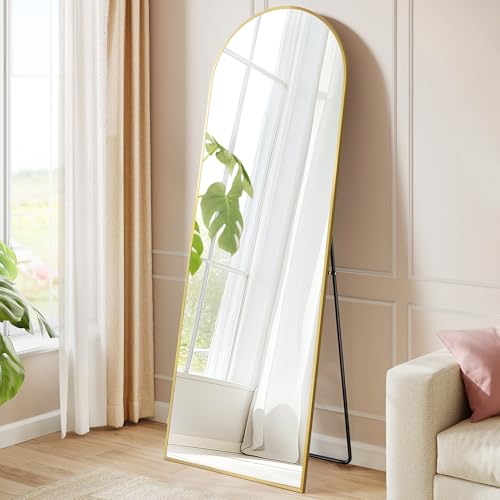 SONGMICS Ganzkörperspiegel, 160 x 50 cm, gewölbter Standspiegel, Rahmen aus Aluminiumlegierung, Hartglas, für Schlafzimmer, Wohnzimmer, Garderobe, bla