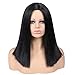 quickwig Short Straight Bob Wigs Black Short Wig Middle Part Synthetic Wigs Shoulder Length Daily Cosplay Party Wigs for Women 14 inches