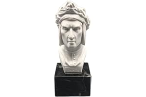 GINGERSHOPONLINE - Bust of Famous People with Marble Base: Dante Alighieri - Faithful Reproduction of Historical People, 6.7 inches - Florentine Crafts - Made in Italy - White