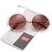 Pro Acme Women’s Double Circle Metal Wire Frame Oversized Round Sunglasses (Brown)