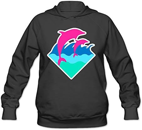 GqushuA Cool Pink Dolphin Women's Long Sleeve Hoodies XXL Black