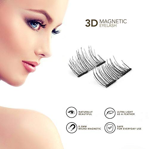 Breavo Natural half magnetic eyelashes, 0.2mm Ultra Thin Magnet, Light weight Reusable 3D Eyelashes with Applicator