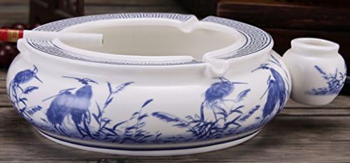 ashtray, fashion European style Retro Blue and white ceramic Creative personality ashtray living room office ( Color : #5 )