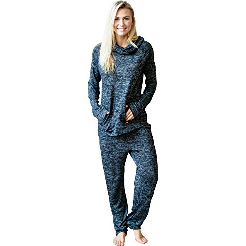 Hello Mello Carefree Threads, Top and Pant Matching Set With Drawstring Bag, Melange (X-Large (16), Black)
