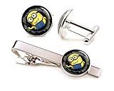 SharedImagination Minion Cufflinks, Despicable Me Minions Tie Clip Tack, Minnions Wedding Jewelry Gifts