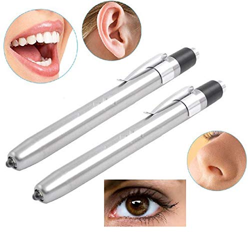 DOCOSS -Pack of 2-Aluminum Alloy Mini Medical Pen Light for Pupil Guage,Dentist,Dental Cree LED Yellow Warm Light Pocket Medical Torch