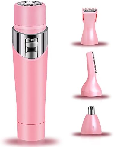 Women Hair Remover Trimmer Kit, 4 in 1 Nose Hair Trimmer Electric Painless Nose Ear Hair Trimmers Shaver for Facial Hair Remover/Bikini/Eyebrow/Armpit Grooming