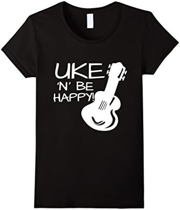 Women's Uke 'n' be happy T-shirt Tee  Small Black