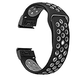 YOOSIDE for Fenix 5/Forerunner 935 Watch Band, 22mm Silicone Sport Quick Fit Easy Release Sweatproof Strap for Gamin Fenix 5/5 Plus/Forerunner 935/Approach S60,Fit Wrist 6.9~8.8in,Black-Grey