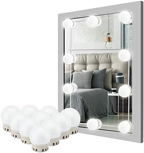 LED Vanity Mirror Lights, ENCHICAS Hollywood DIY Makeup Lights Kit, 10 LED Dimmable Bulbs with 2 Color Modes&Adjustable Hidden Wire for Make Up, Dressing Table
