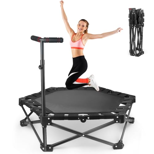 Foldable Mini Trampoline — One-Step Fold & Open, 42" Rebounder Trampoline for