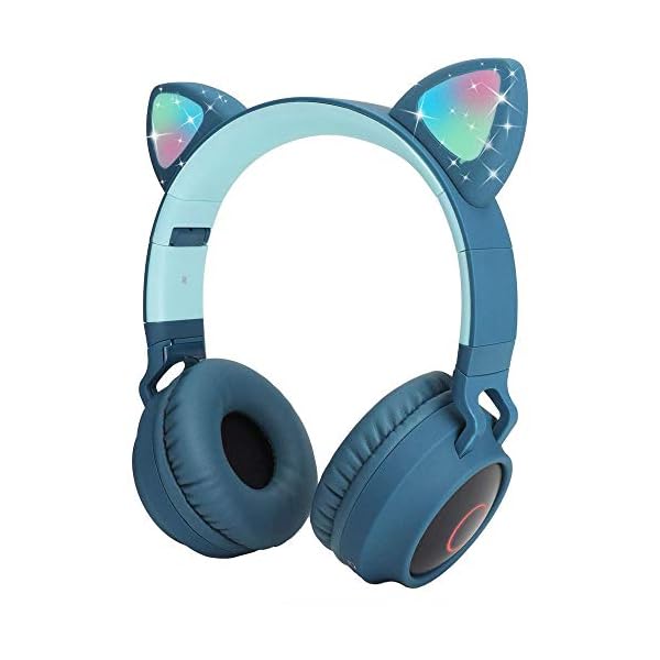 Usoun-Kids-Bluetooth-Headphones-Cat-Ear-LED-Light-Child-Wireless-Headphones-with-Microphone-FM-RadioTF-Card-Foldable-Bluetooth-Stereo-Over-Ear-kids-Headsets-for-Boys-Girls-Adults-blue Usoun Kids Bluetooth Headphones, Cat Ear LED Light Child Wireless Headphones with Microphone, FM Radio/TF Card, Foldable…