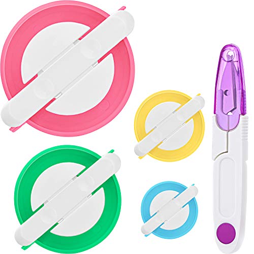 Pom-pom Maker, 4 Different Sizes Pompom Maker Fluff Ball Weaver Needle Craft DIY Wool Knitting Craft Knitting Wool Tool Kit with Thread Cutter Scissors (Color Set B)