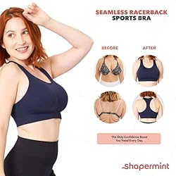 SHAPERMINT Seamless Racerback Wireless Sports Bra