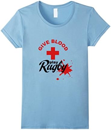 Women's Give Blood Play Rugby Shirt Large Baby Blue