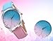 Start Unisex Women's Chic Rainbow Leather Band Wrist Watch Bracelet (Blue)