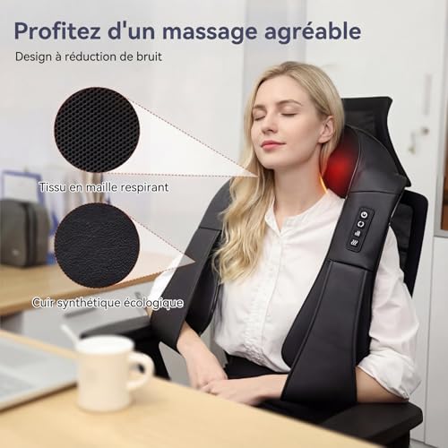 Neck Massager, Back and Neck and Shoulder Massage with Heating, 3D Electric Shiatsu Massage Device for Neck Massager, Neck Massager, Gifts for Car, Home, Office