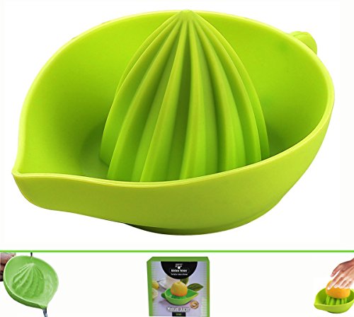 Green Silicone Manual / Lemon Juicer - Superior Construction- Unbelievably Quick- Convenient Spout- Dishwasher Safe!