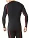TSLA Men's Thermal Long Sleeve Compression Shirts, Athletic Base Layer Top, Winter Gear Running T-Shirt, Thermal Athletic Black & Red, Large