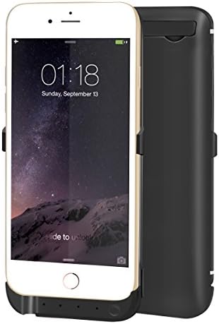 iPhone 6S/6S Plus Battery Case 10000mAh, Wogiz Rechargeable Backup Battery Charger External Power Bank Pack Compact Slim Fit Protective Cover with Stand for iPhone 6/ 6 Plus (4.7 Black)