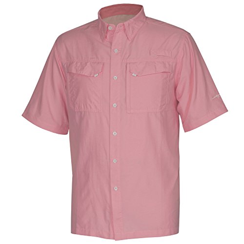 HABIT TS1161 Short Sleeve Men's River Guide Fishing Shirt, Flamingo