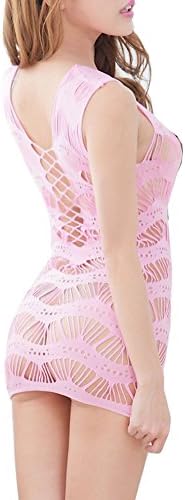 IWISHME Women's Fishnet BabyDoll Lingerie Mesh Mini Dress Bodysuit One Size Fit US Size 2-20