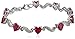 Amazon Essentials Sterling Silver Created Ruby and Diamond Accent Heart Wave Bracelet, 7.25
