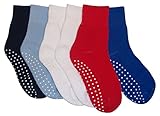 N'Ice Caps Little And Big Boys 6 Pack Crew Socks Cotton/Spandex Assortment (8-9.5, Multi Pack with Gripper)