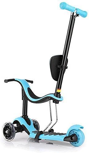 STOTOY 5-in-1 Toddler Scooter Deluxe 3 Wheel Micro Mini Kick Scooter with Removable Seat, Adjustable Handlebar and LED Flashing Wheels for kids