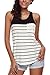La Volupte Women's Summer Casual Color Block Striped Loose Fit Cami Tank Tops