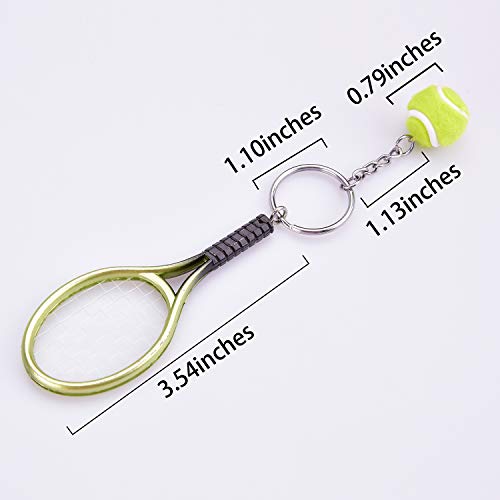 Ancefine 12 Pieces Tennis Racket Keychain Key Ring Metal Tennis Ball Split Ring,6 Color