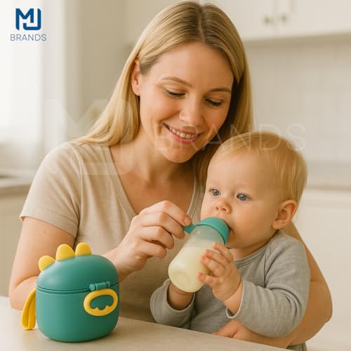Porta Leite em Pó para Bebê – Com Dosador e Nivelador, Livre de BPA, Cor Verde – Pote para Passeio e Viagem, Armazenar Fórmula para Mamadeira, Tampa Segura, Fácil de Limpar