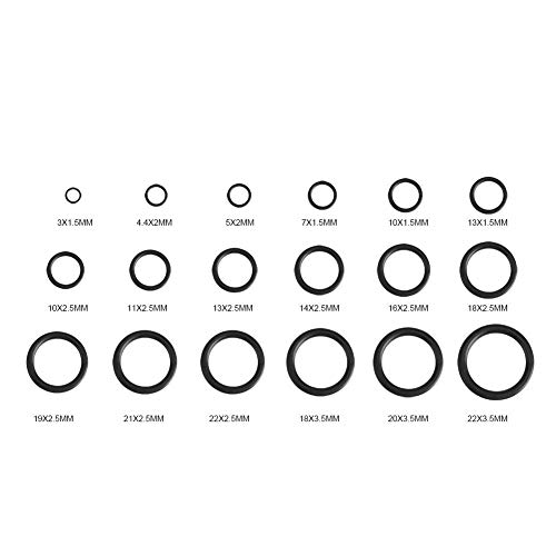 image for Delaman 279Pcs/Kit 18 Sizes Sealing Washer Rubber O-Ring Assortment Se