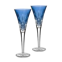 Waterford Crystal Lismore Sapphire Flute Pair