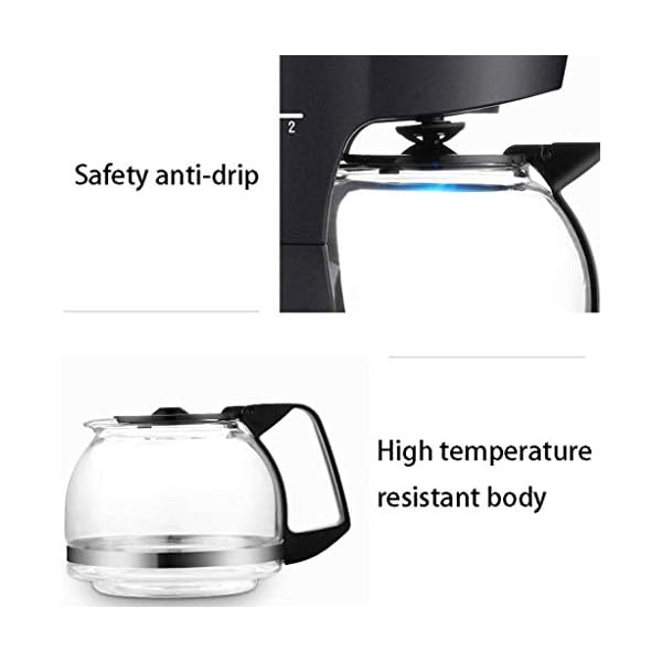 1yess Suying Kaffeemaschine Tropf Kaffeekanne mit 600ml Glaswassertank, Funktion, automatische Heizfunktion, 600W… – Bild 5