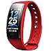Meidexian888 Smart Wristband for iOS Android, Blood Pressure Heart Rate Sleep Monitor Remote Camera Waterproof Fitness Watch (Red)thumb 1