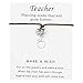 NELLONYA Show Your Teacher Appreciation Gift 4 Pcs Wish Card Teach Apple Charm Bracelets Open School Thank You Gifts for Women